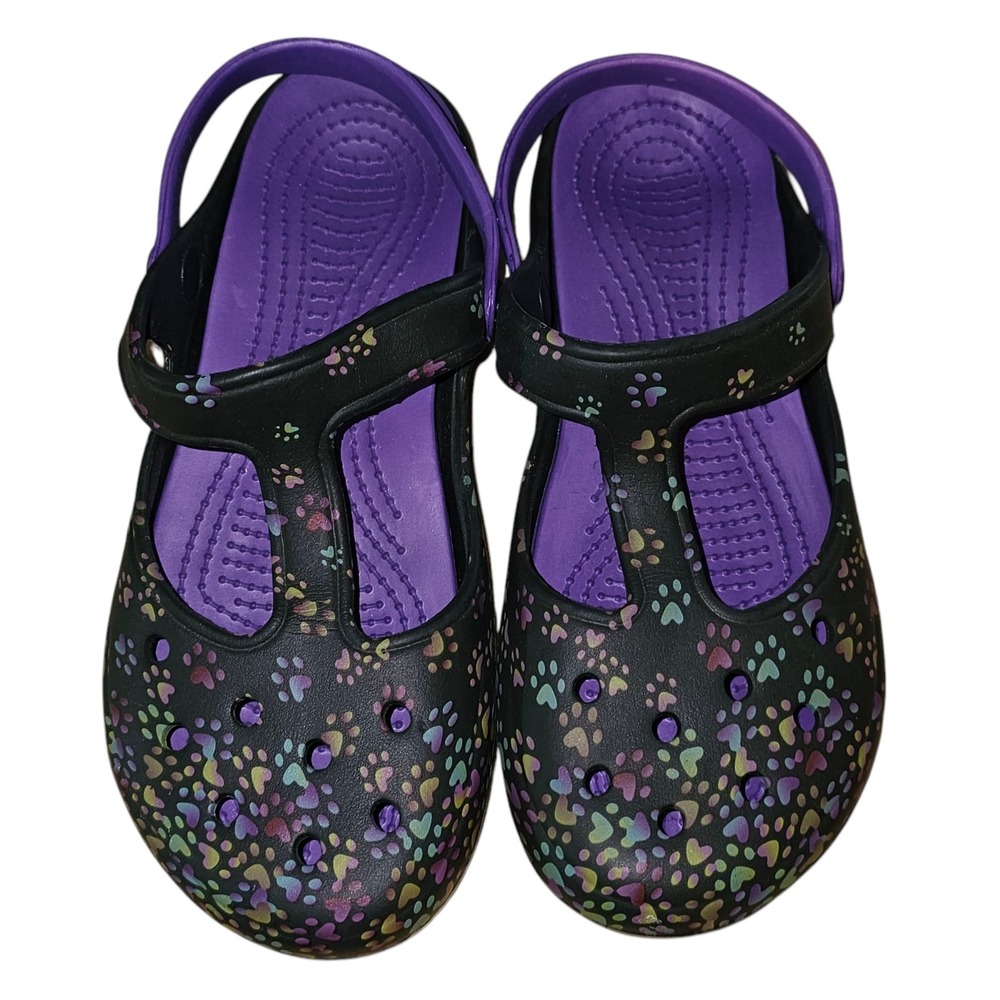 NWOT Black Purple‎ Multicolor Paw Print Womens Mary Jane Sandals 9